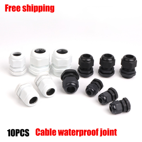 Waterproof Cable Gland 10pcs Cable entry IP68 PG7 for 3-6.5mm PG9 PG11 PG13.5 PG16 PG19/21/ White Black Nylon Plastic Connector ► Photo 1/6