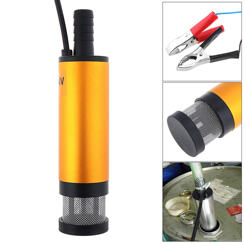Aluminum Alloy Auto Car Electric Submersible Pump 12V 24V Fuel Water Oil Transfer Pump Tool with 2 Alligator Clips ► Photo 1/6