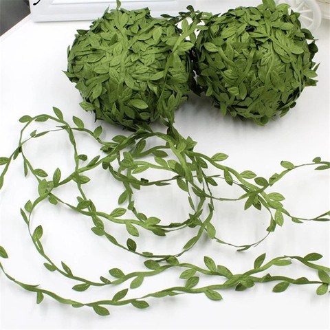 10yards Silk Leaf-Shaped Handmake Artificial Green Leaves for Wedding Decoration DIY Wreath Gift Scrapbooking Craft Fake Flower ► Photo 1/6