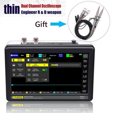 ADS1013D Oscilloscope 2 Channels 100MHz Band Width 1GSa/s Sampling Rate Oscilloscope with 7 Inch Color TFT LCD Touching Screen ► Photo 1/6