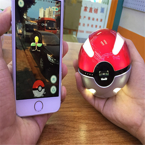 Newest Quick Phone Charge Poke Mon Go Red Ball Power Bank 10000mA Charger With LED Light For All Phone ► Photo 1/6