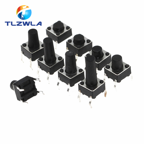 20pcs 6x6 Push button switch DIP 6X6X4.3 Light touch switch 6*6*4.3/5/6/7/8/9/10/11/12/13mm The power switch 4Pins ► Photo 1/5