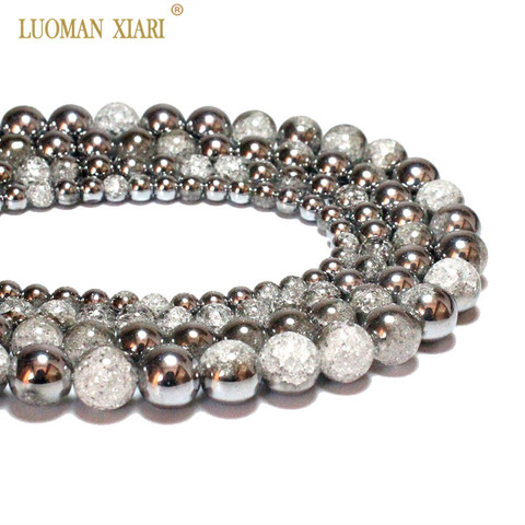 Wholesale One Side Plated Silvery White Snow Cracked Crystal Glass Stone Beads For Jewelry Making DIY Bracelet Necklace 6-12mm ► Photo 1/6