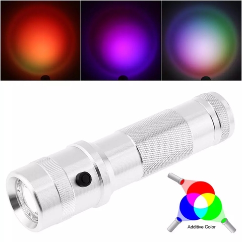 Colorshine Color Changing 3W RGB LED Flashlight Aluminium Alloy RGB Edison Multicolor LED Rainbow 10 Color Daily Torch Lamp ► Photo 1/6