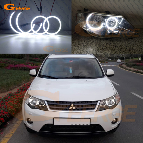 For Mitsubishi Outlander II 2006 2007 2008 2009 HALOGEN HEADLIGHT Excellent Ultra bright smd led Angel Eyes kit halo rings DRL ► Photo 1/6