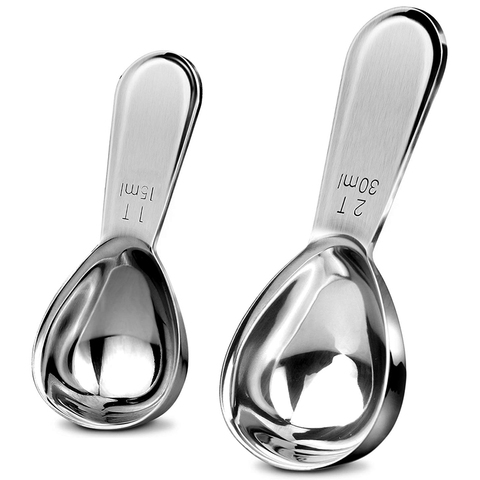 Coffee spoon-stainless steel measuring spoon, can measure coffee powder, sugar, etc. (1 tablespoon and 2 tablespoons) ► Photo 1/6