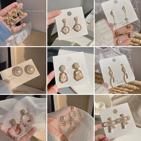 New style ladies earrings French earrings needle retro temperament long tassel pearl earrings AAA Quality ► Photo 1/6