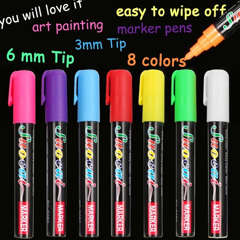 1 Pcs 8 Colors Highlighter Liquid Chalk Marker Pens for School Art Painting Round&chisel Tip 6mm 3mm Free Shipping ► Photo 1/6