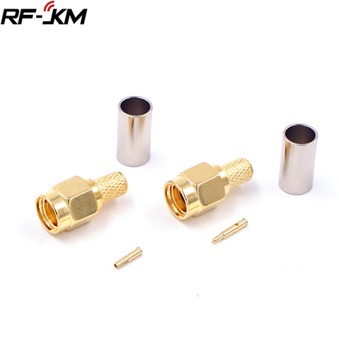 5PCS SMA Male Connector Crimp For RG58 LMR195 RG400 RG142 50-3 Cable  RF Coaxial Connector RP SMA Male ► Photo 1/4