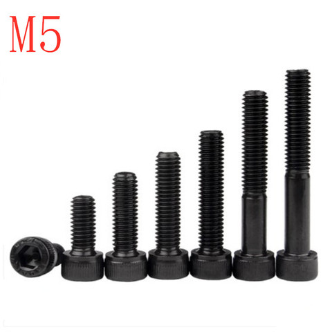 20pcs/lot DIN912 M5*6/8/10/12/14/16/18/20/25/30/35/40/45/50  Grade 12.9 black hexagon Hex Socket allen Head Cap Screw ► Photo 1/4