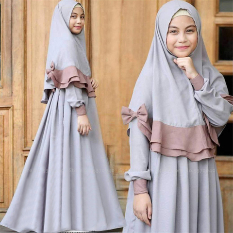Abaya Kids Muslim Dress Girl Children Dubai Kaftan Islamic Clothing Ramadan Kimono Jubba Middle East Scarf Fashion Streetwear ► Photo 1/6