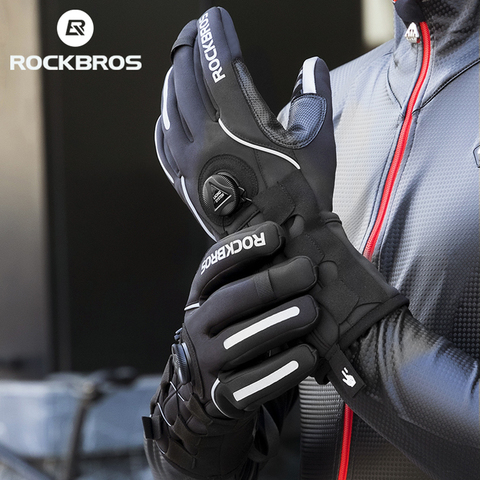 ROCKBROS Cycling Gloves Winter Warm Waterproof Screen Touch Reflective Adjusatble Bracers MTB Motorcycle Bicycle Thick Gloves ► Photo 1/6