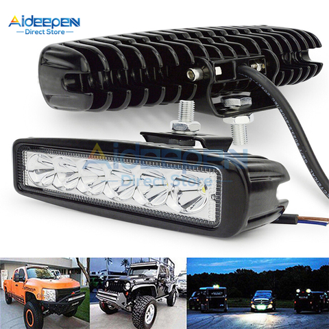 6 inch 18W 6 LED Offroad Car Work Light Spotlight Daytime Running Light 12V 6*3W Flood Beam For Jeep 4x4 ATV 4WD SUV Car Styling ► Photo 1/6