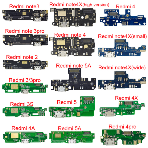 1pcs TESTED WELL Charging Port Flex For Xiaomi Redmi 3 3s 4A 5A 5PLUS 4pro note 2 3 4 4x  Dock USB Charger Connector Flex Repair ► Photo 1/6