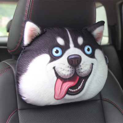 New Cute Animal Car Headrest Cool Dog Head Neck Rest Nap Cushion Pillow Waist Pillow With Core+Activated Carbon Cushions ► Photo 1/6
