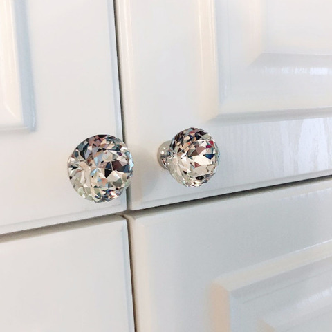 KK&FING 1PC Diamond Crystal Glass Door Knobs and Handles Kitchen Cabinet Door Wardrobe Pulls Handles Furniture Hardware ► Photo 1/6