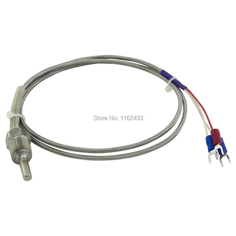 FTARP09 PT100 type 1m metal braided cable 30mm probe head RTD temperature sensor 1/8 1/4 3/8 1/2 3/4 inch thread ► Photo 1/6