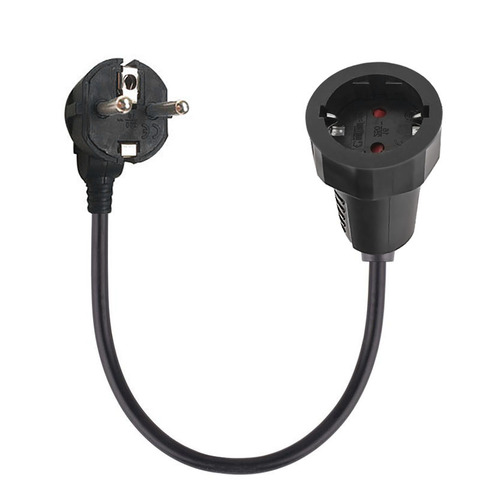 Black Power Cord Male Plug to Female Socket Adapter Extension Power Cable Italy AU EU UK Plug TO EU Socket Conversion ► Photo 1/6