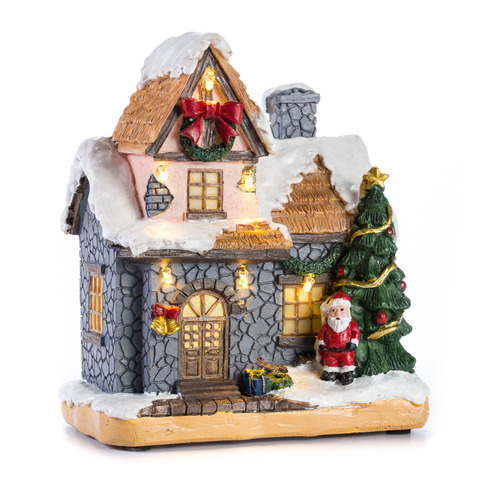 XMAS Decoration Village Collection Building Christmas House with Santa Claus  LED Lighting Home Fireplace Ornament ► Photo 1/6