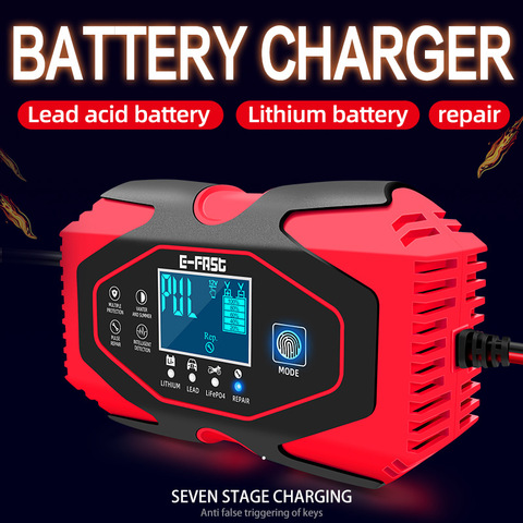 7-stage Car Battery Charger 12v 24v 6A Full Automatic Pulse Repair Chargers Wet Dry Lithium LifePo4 Lead Acid Motorcycle Charger ► Photo 1/6