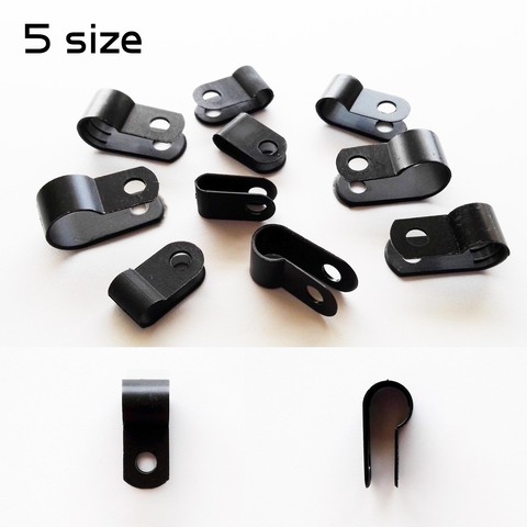 25X ID 3.3mm 5.3mm 6.4mm 8.4mm 10.4mm Black Nylon U R Shape Cable Clamp Clip UV Resistant Wire Electrical Hose Loop Fixer Holder ► Photo 1/6