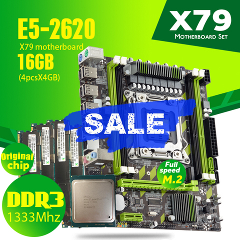 Atermiter X79G X79 Motherboard Set With LGA2011 Combos Xeon E5 2620 CPU 4pcs x 4GB = 16GB Memory DDR3 RAM 1333Mhz PC3 10600R RAM ► Photo 1/6
