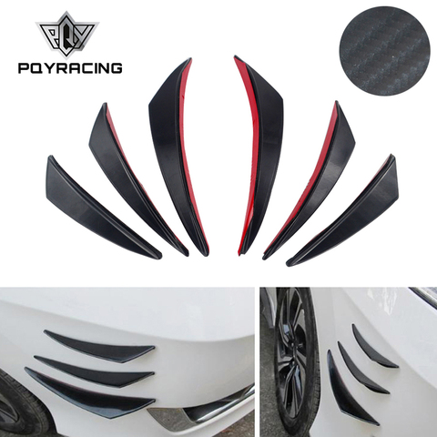 PQY - 6pcs/set Universal Fit Front Bumper Lip Diffuser Splitter Fins Body Spoiler Canards Valence Chin Car Tuning Canard ► Photo 1/6