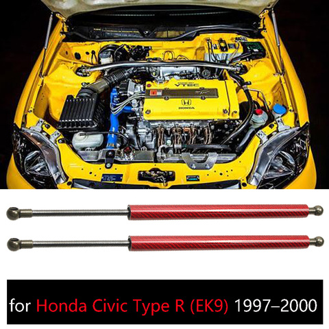 for Honda Civic Type R (EK9) 1997–2000 Front Hood Bonnet Damper Modify carbon fiber Gas Struts Shock Lift Supports ► Photo 1/3