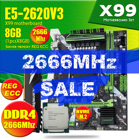 X99 DDR4 2 DIMM D4 Motherboard Set with Xeon E5 2620 V3 LGA2011-3 CPU 1pcs * 8GB = 8GB PC4 RAM 2666MHz DDR4 Memory RAM REG ECC ► Photo 1/6