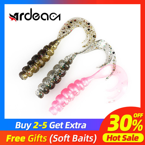 Ardea Soft Lures Silicone Bait 43mm 0.8g Artificial Curly Worm tail Swimbait Wobblers Carp Double Color Fishing Tackle ► Photo 1/6