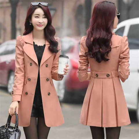 Windbreaker women's Outerwear spring and autumn clothing medium and long casual Korean version outerwear women's lining ► Photo 1/6