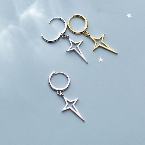Punk Style Hollow Star Pendant Hoop Earrings For Women Prevent Allergy Geometric Earrings Jewelry Gifts S-E1087 ► Photo 1/6