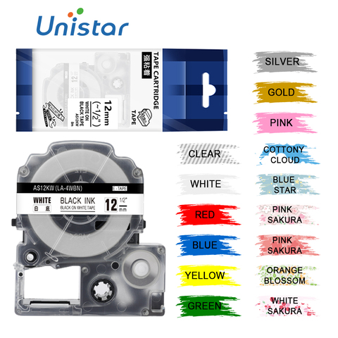 Label Tape SS12KW Replacement for Epson LK-4WBN Cartridges for Epson LabelWorks LW-300 LW-400 LW-500 LW-600P LW-700 Label Maker ► Photo 1/6
