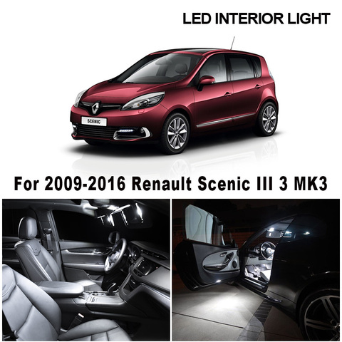 17pcs White Error Free Car LED Bulbs Interior Reading Dome Map Trunk Roof Light Kit For 2009-2016 Renault Scenic III 3 MK3 ► Photo 1/6