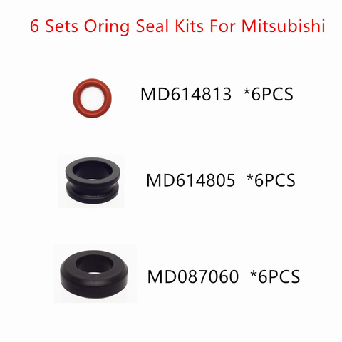 Free Shipping 6 Sets Rubber Seal Oring Kits  For Mitsubshi MD614813 MD614805 MD087060  Hot Sale Auto Parts Aftermarket ► Photo 1/1