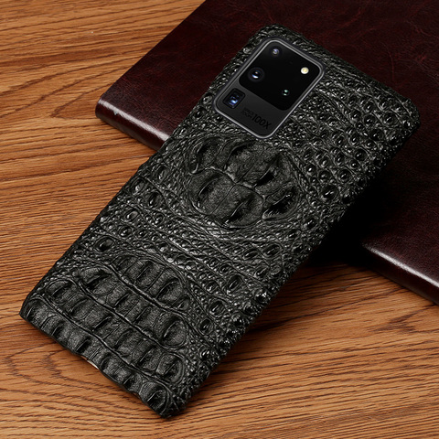 Genuine Leather 3D Crocodile Head Case for Samsung Galaxy S20 Ultra S20 FE Note 20 10 9 S8 S9 S10 S20 Plus A50 A51 A70 A71 A21S ► Photo 1/6