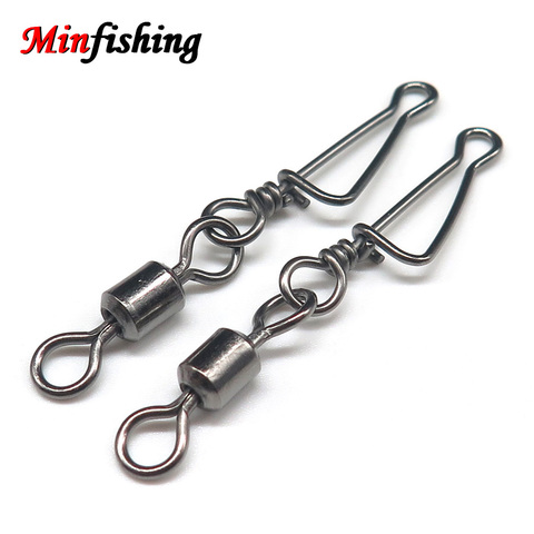 Minfishing 50 pcs/lot High Speed Swivel Connector Rolling Swivel with Lock Snap Italian Swivel Snap Sea Fishing Tool Accessories ► Photo 1/6