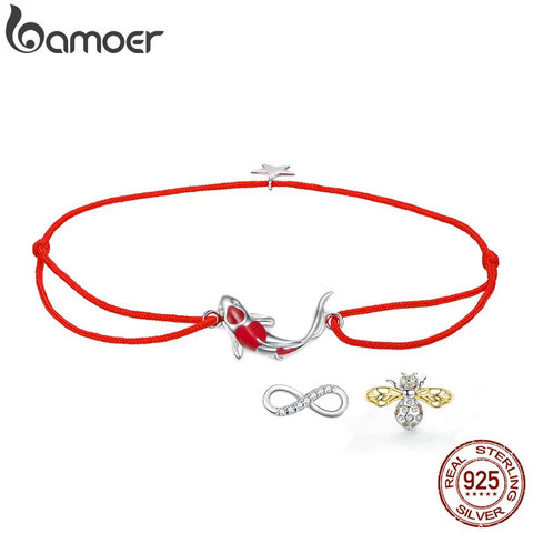 bamoer Guardian Lucky Fish Rope Chain Bracelet for Couple Sterling Silver 925 Star Enamel Jewelry Friendship Bracelets SCB145 ► Photo 1/6