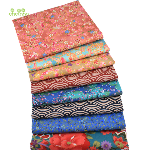 Print Bronzing Floral Cotton Fabric for Patchwork Sewing Material - 1 Meter  