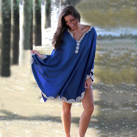 Cotton Long Beach Dress Beach Coverups for Women Pareo de Plage Swimsuit Cover up Beach Sarongs Swimwear Kaftan Beach #Q668 ► Photo 1/1