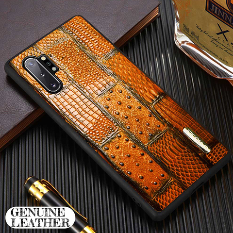 LANGSIDI Genuine Leather phone case For Samsung Galaxy Note 10 plus s20 s20plus ultra A51 A71 A50 a7 a8 2022 a9 back cover coque ► Photo 1/6