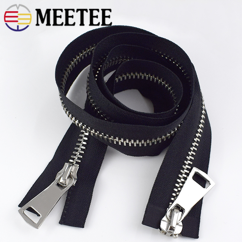 Meetee 1Pc 80/100/120cm 8# Double Sliders Zipper Metal Open