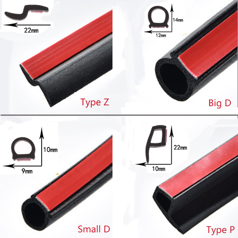 Car 4 Meters Shape B P Z Big D Car Door Seal Strip EPDM Rubber Noise Insulation Weatherstrip Soundproof Seal Strong adhensive ► Photo 1/6