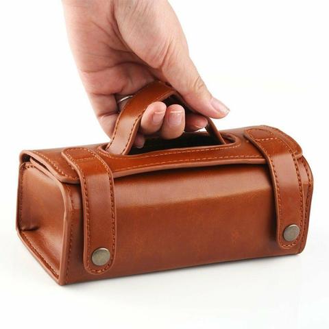 Mens PU Leather Travel Toiletry Bag Shaving Wash Case Organizer Bag Brown/Black ► Photo 1/6