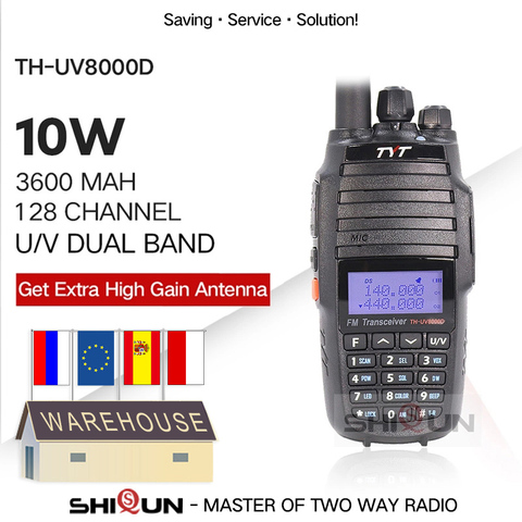 TYT TH-UV8000D Walkie Talkie 10 KM Dual Band VHF UHF 10W Radio Comunicador 10 km 3600mAh Cross-band Repeater Function tyt radio ► Photo 1/6