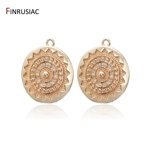 Big Size Round Pendant Accessories For Necklace Jewelry Making 14K Gold Plated ► Photo 1/6