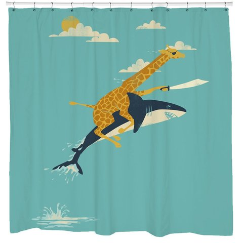 Pirate Shower Curtain Set, Shark Shower Curtain Set