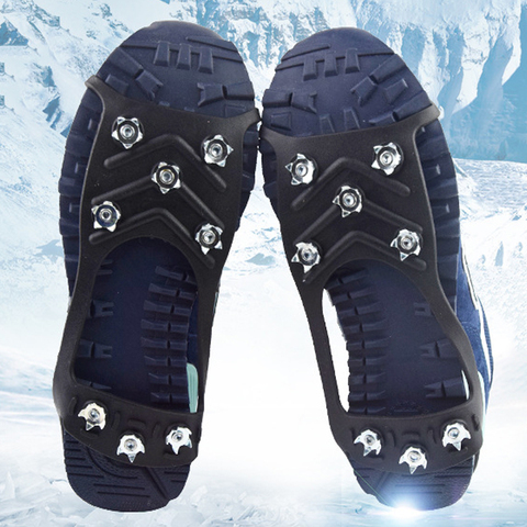 1 Pair Climbing Ice Crampon Gripper 8 Studs Anti-Skid Ice Snow Camping Cleats Non-slip Black Walking Shoes For Women Men M/L ► Photo 1/6