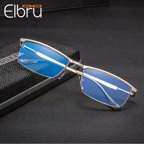 Elbru Ultralight Anti-blue Light Half Frame Reading Glasses Men Classic Metal Frame Presbyopia Eyeglasses With +1.0to+4.0 ► Photo 1/6