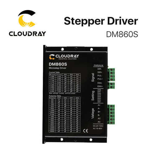 Cloudray  2-Phase Stepper Driver DM860S Supply Voltage 18-80VAC & 24-100VDC Output 2.4-7.2A Current ► Photo 1/6